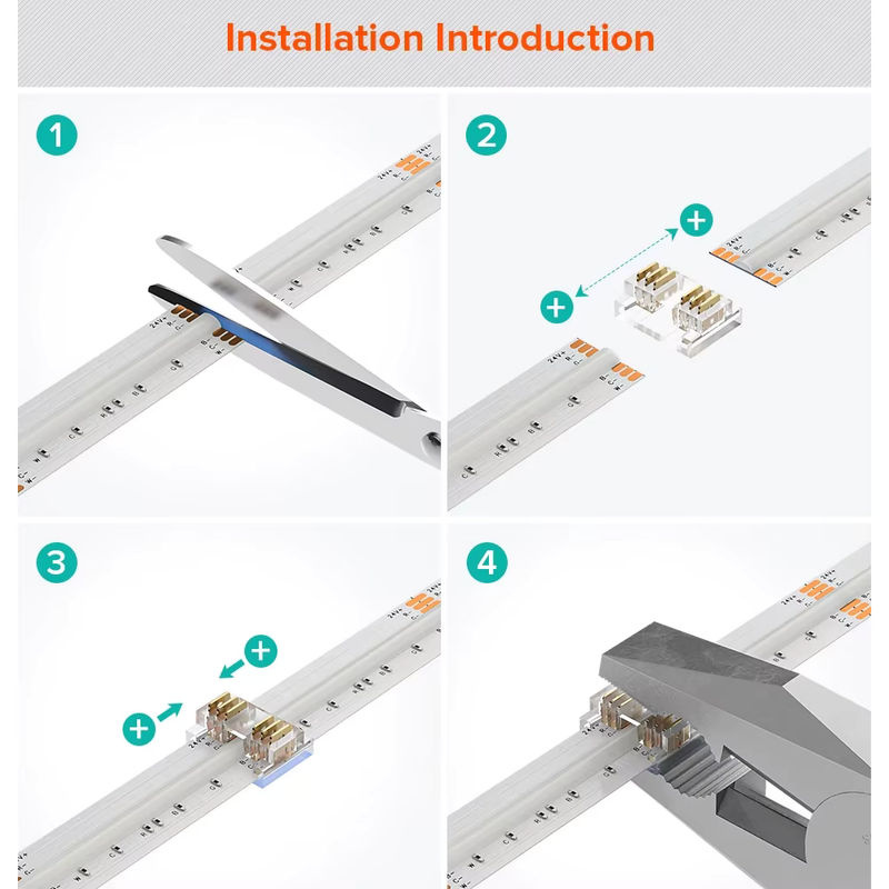 WeeTisa 6-poliger COB-LED-Streifen-Lichtanschluss für RGBCCT und RGBWW, schweißfreier Verbindungsstück aus transparentem Kunststoff für 12 mm PCB - Bild 6