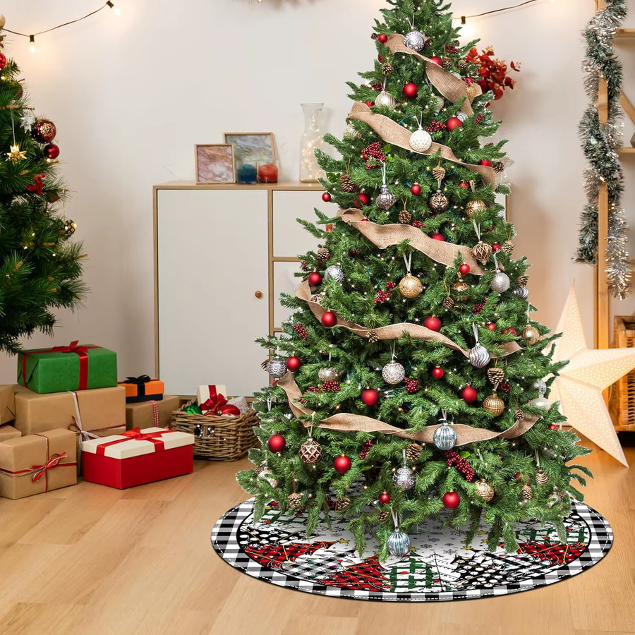 VIKAMA Weihnachtsbaum-Rock im Büffelkaro-Design für deine festliche Weihnachtsdekoration - Bild 6