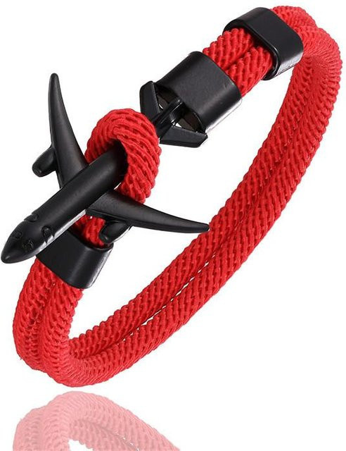 Armband Flugzeug London Skyline, Zinklegierung, Schwarz, Herren, 19cm - Bild 1