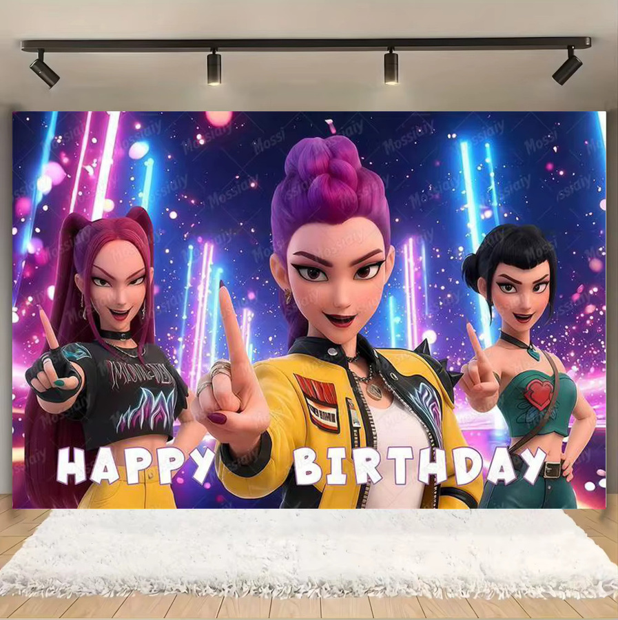 Potdemiel Kpop Geburtstagsparty Dekoration für Mädchen in Pink und Multicolour mit Banner und Foto-Requisiten - Bild 2
