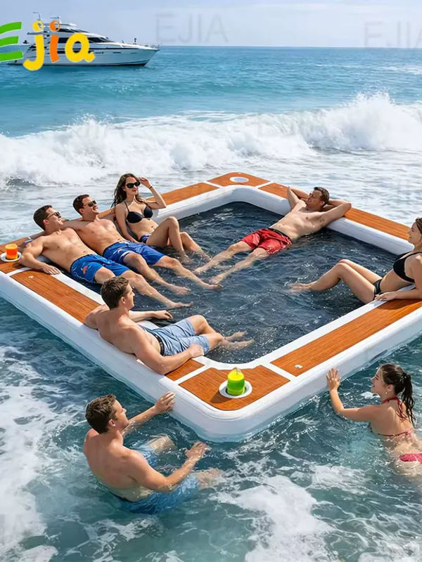 Ejia Aufblasbare schwimmende Plattform als Wasserhängematte und Liegefläche für Pool und See - Bild 6