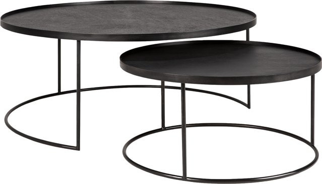 Ethnicraft Tray Couchtisch 2er Set in Schwarz mit Nested Tops - Bild 1