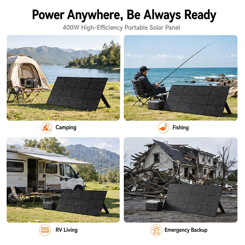 CHUBAN 400W Faltbares Tragbares Solarpanel Schwarz Hocheffizientes Wasserdichtes PV-Modul für Wohnmobil und Balkon - Bild 6