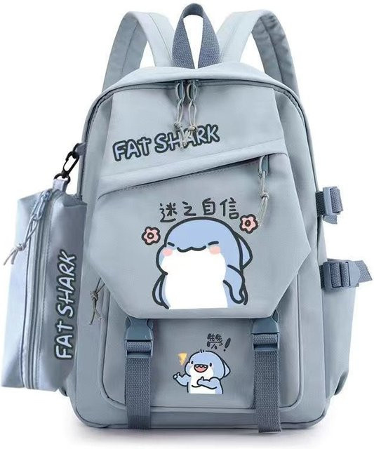 3-teiliges Schulrucksack-Set aus Oxford-Stoff in Grau mit Schultasche und Federmäppchen - Bild 1