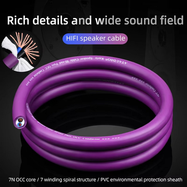 ATAUDIO High-End 7N OCC Core Lautsprecherkabel in Lila für HiFi-Stereo und DIY-Verbindungen - Bild 1