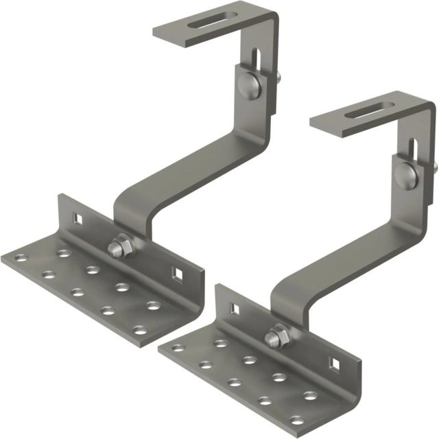 PVundSO Dachhaken Set aus Edelstahl in Silber, 2 Stück, 3-fach verstellbar für Solarmodule, 5 mm - Bild 1