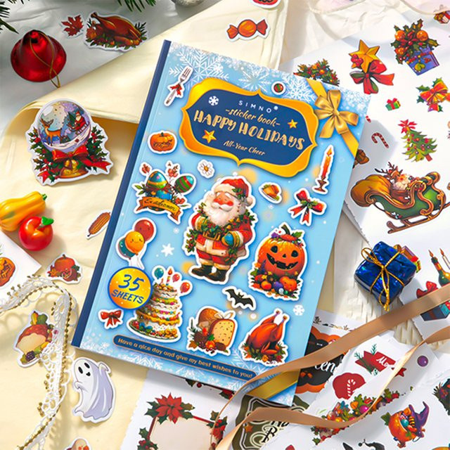 Mr. Paper Joyful Holiday Christmas Theme Aufkleberbuch mit 35 Blättern in Multicolour für DIY-Projekte und Sammelalben - Bild 1