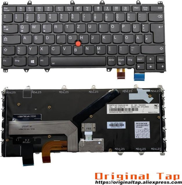Lenovo Deutsche Tastatur mit Hintergrundbeleuchtung für ThinkPad X380 Yoga 370 in Schwarz - Bild 1
