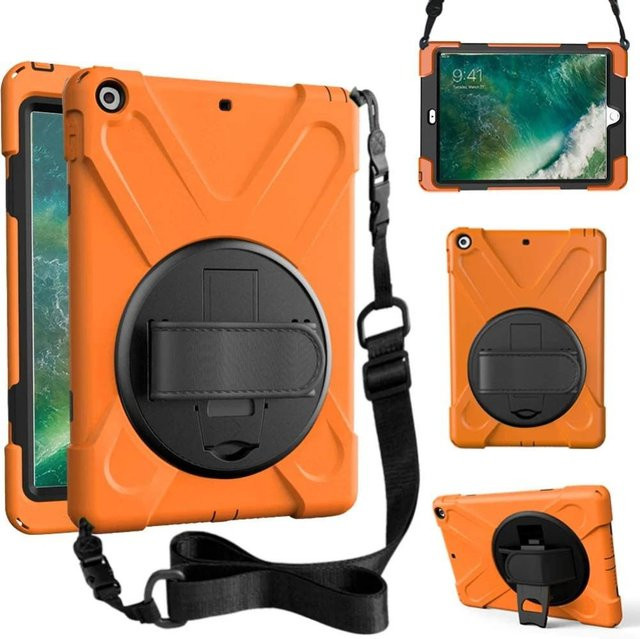 Robuste Kinderhülle für iPad und iPad mini in Orange mit Ständer, Griff und Schultergurt - Bild 1