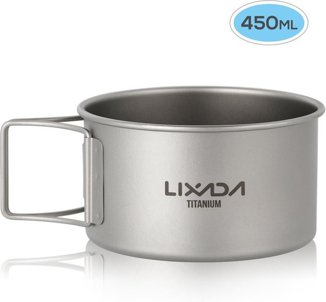 Lixada Titanschüssel mit klappbaren Griffen in Silber, 450 ml Lebensmittelbehälter für Outdoor, Camping und Wandern - Bild 1