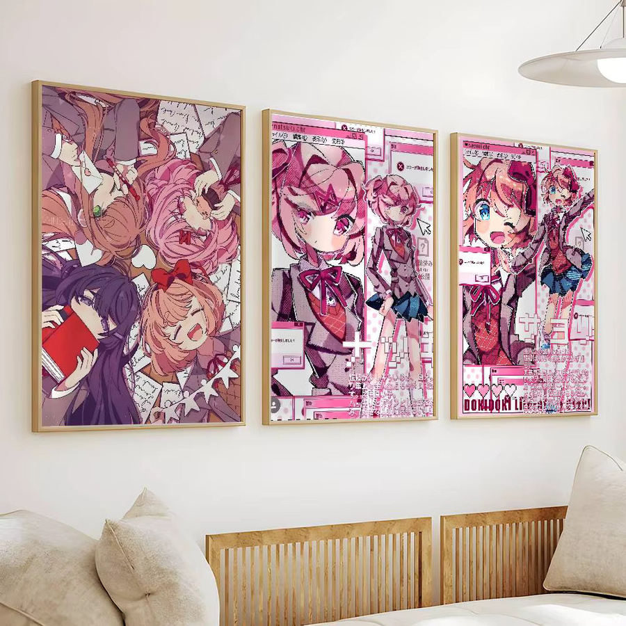 Doki Doki Literatur Club Selbstklebendes Wandbild als Kunstposter in Mehrfarbig - Bild 3