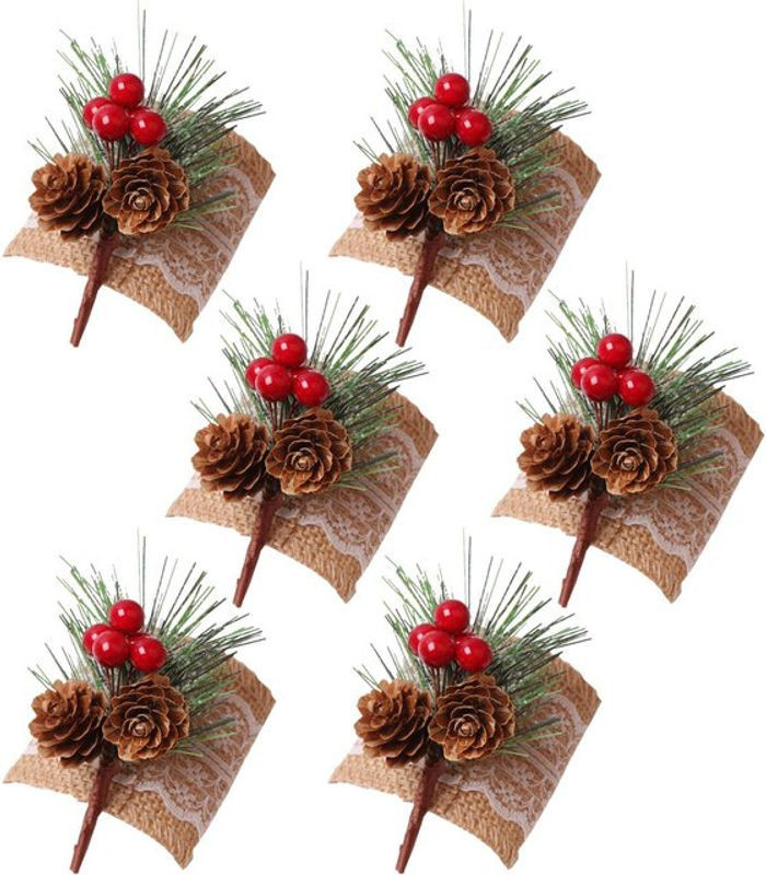 GoolRC Serviettenringe im Zapfen-Design für Weihnachten und festliche Anlässe, mehrfarbig und rustikal - Bild 1