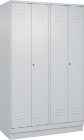 C+P PSA Doppel-Spind Classic PLUS mit Sockel, 4 Abteile, Grau, B/H/T: 120 x 195 x 50 cm, mit Zylinderschloss und Soft-Close-Türen - Bild 1