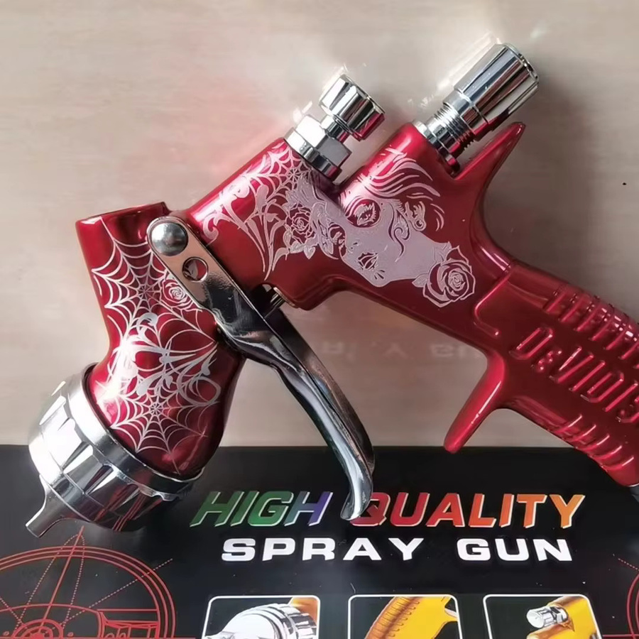 DEVIDISS GTI Pro TE20 Lite HVLP Luftspritzpistole in Rot mit 600 ml Becher - Bild 2