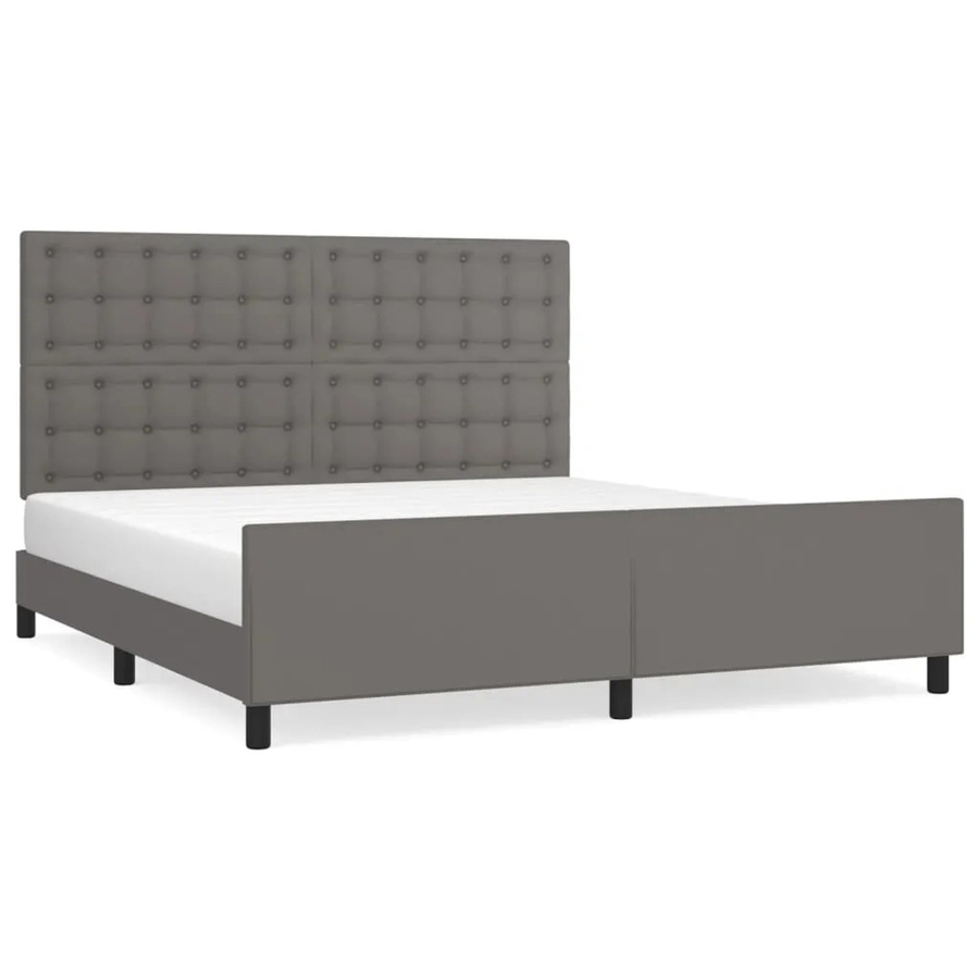 vidaXL Bettgestell mit Kopfteil in Grau aus Kunstleder und Holz B/T/H: 160 x 166 x 118 cm - Bild 2