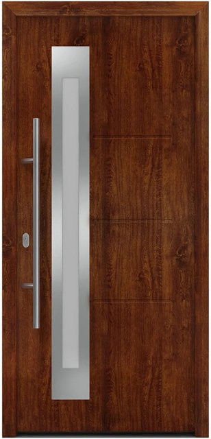 EcoStar Haustür Isopro IP 780S in Dark Oak, Farbe: Braun, mit Glaseinsatz, B: 110 cm, H: 210 cm, DIN Links - Bild 1
