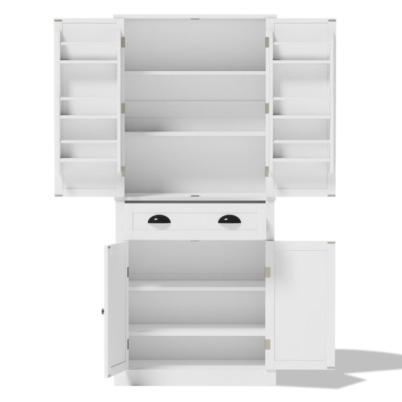 Aosom Küchenschrank Aufbewahrungsschrank in Weiß mit 4 Türen, 1 Schublade und 6 Staufächern, B/T/H: 80 x 40 x 182 cm - Bild 2