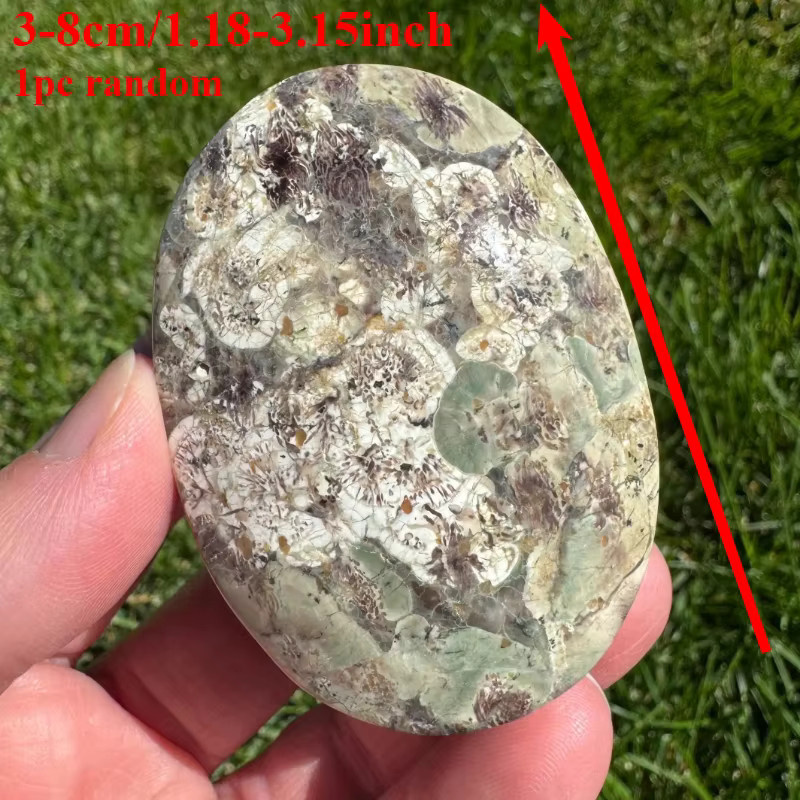 CrystalHola Natürlicher grüner Sakura-Palmenstein mit Kirschblütenmuster als Boho-Heimdekoration - Bild 2