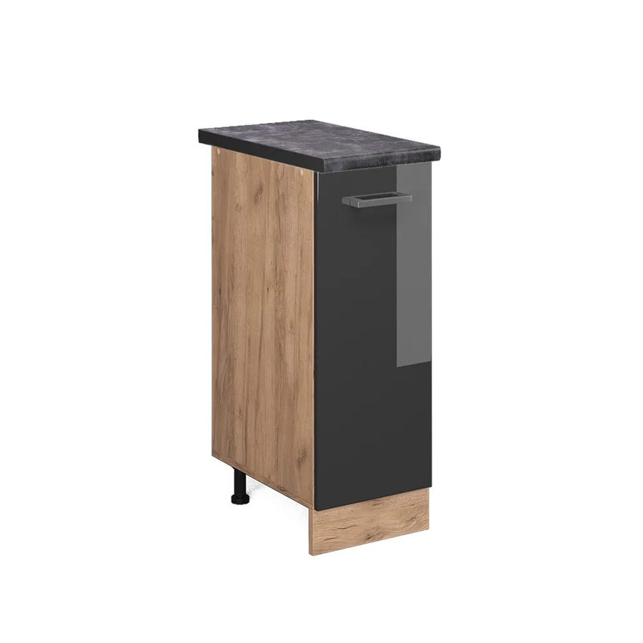 Vicco Apothekerschrank R-Line Anthrazit Hochglanz und Goldkraft Eiche, B/T/H: 30,0 x 60,0 x 81,6 cm - Bild 2