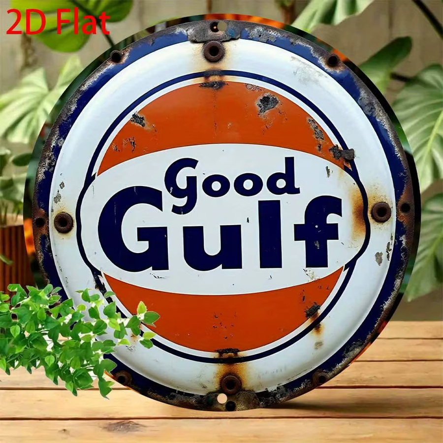 Rundes Aluminium-Wandschild Potdemiel Vintage Design Good Gulf, Durchmesser: 20,32 cm, Multicolour - Bild 3