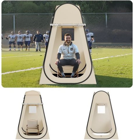 VEVOR Pop-up Sportzelt für 1 Person, Beige, B/T/H: 120 x 120 x 190 cm, wasserdichter Outdoor-Unterstand mit Bodenmatte und Abdeckung für Camping, Angeln und Veranstaltungen - Bild 1
