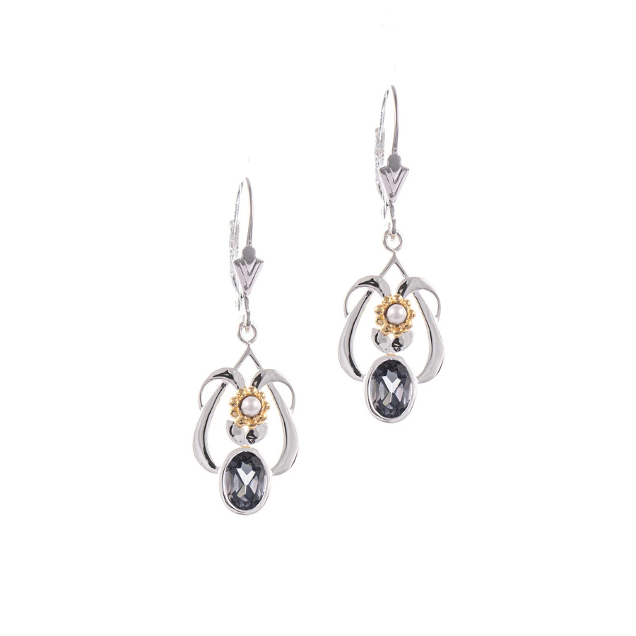 Ohrringe 925 Silber, teilvergoldet, Zirkonia, Perle - Bild 1