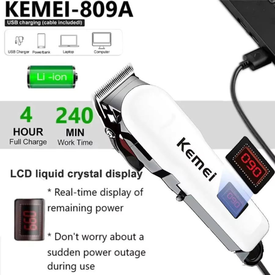 Kemei Haarschneidemaschine, kabelloser Trimmer, Herren, weiß - Bild 4
