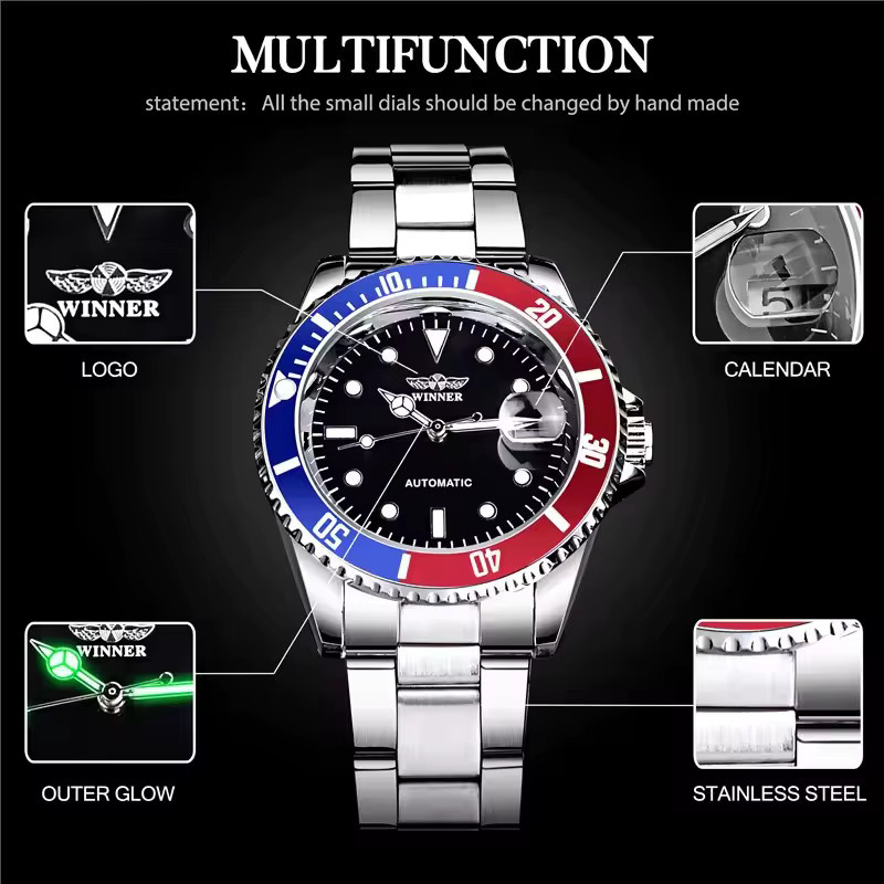 GEWINNER Armbanduhr Automatik, Edelstahl, Schwarz, Herren - Bild 3