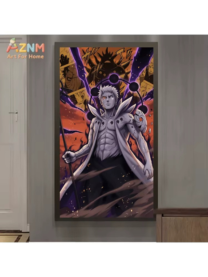 Kayou Naruto Uchiha Obito Sage of Six Paths Leinwand-Wandkunst, Mehrfarbiger Anime-Druck als Poster zur Heimdekoration - Bild 5