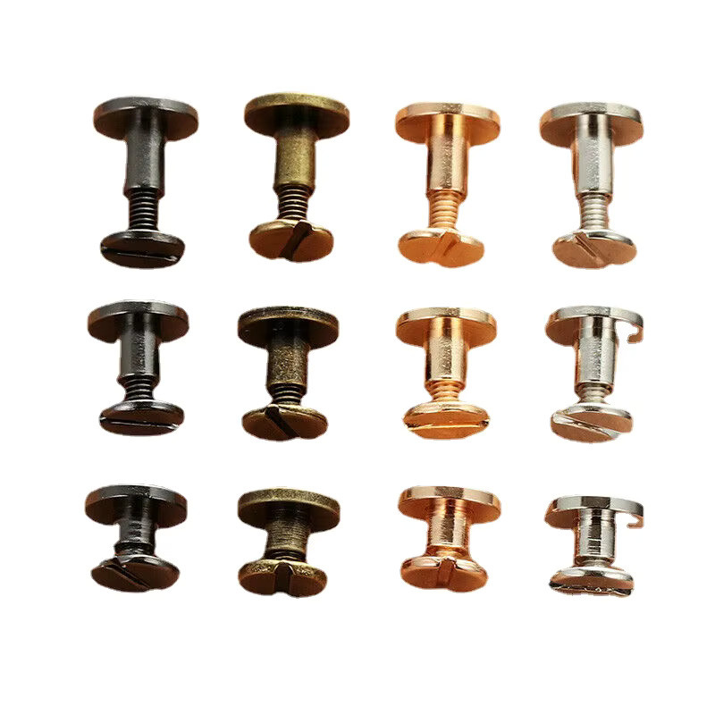 10 Sets Massivmessing-Nieten in Gold und Silber mit geschlitztem Bolzenkopf für Lederhandwerk und Metallverarbeitung - Bild 2