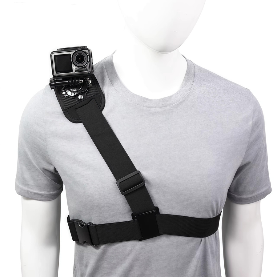 VeFly 360 Grad Rotations-Schultergurt Halterung und Brust Harness Adapter für GoPro Hero 13 12 11 10 9 8 7 und DJI Action 5 4 in Schwarz - Bild 3