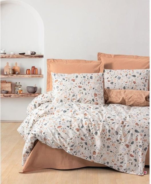 Bettwäsche-Set aus 100% Baumwolle renforcé in Karamell mit 1 Bettbezug und 2 Kissenbezügen - Bild 1