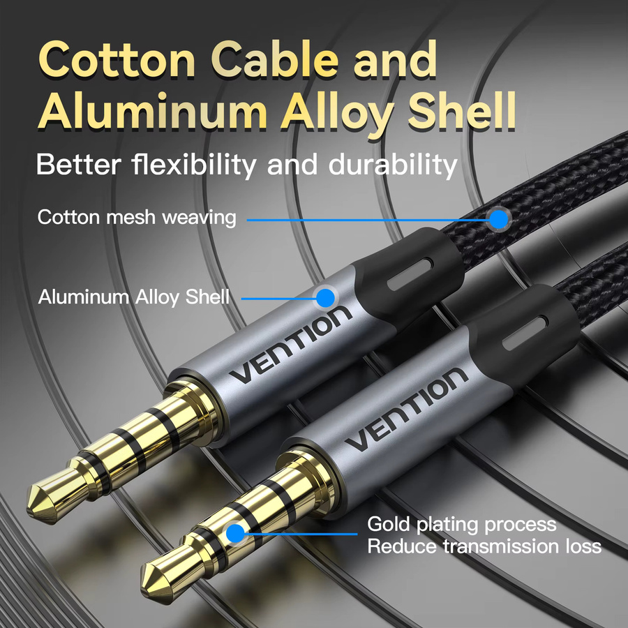 Vention 3,5 mm Klinke Audiokabel Aux-Kabel in Schwarz - Bild 3