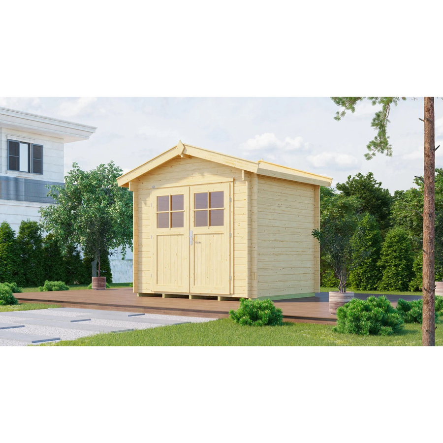 WEKA Gartenhaus Premium aus europäischer Fichte mit Satteldach in Beige, B/H/T: 300 x 251 x 300 cm - Bild 2