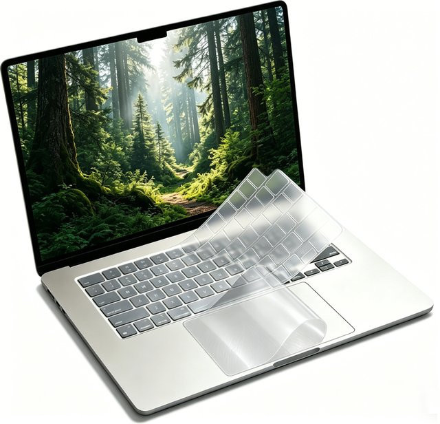 2er-Pack Ultradünne TPU-Tastaturabdeckung und Trackpad-Schutz für Apple MacBook Air 15 Zoll M5 M4 M3 M2 Chip, Farbe: transparent - Bild 1