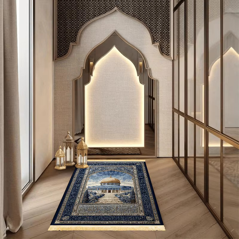 Islamische Gebetsmatte VIKAMA in Blau mit orientalischem Design für Zuhause und Reisen - Bild 4