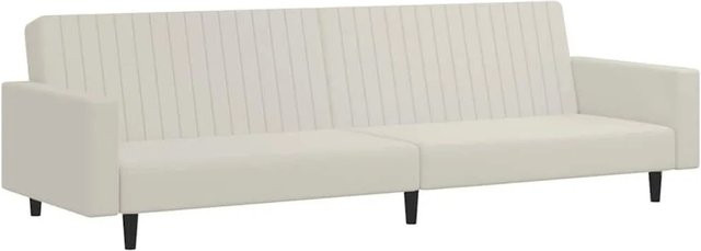 vidaXL Schlafsofa 2-Sitzer Click-Clack mit Samtbezug in Creme und Holzrahmen - Bild 1
