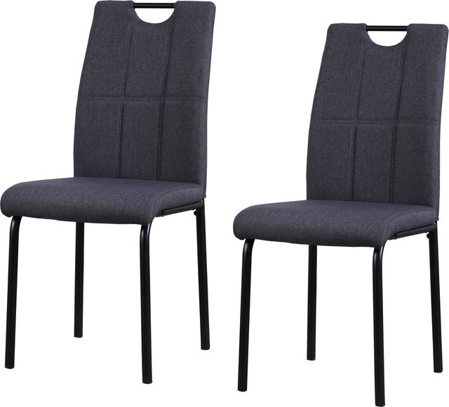 HTI-Living Stuhl Denton 2er-Set mit Stoffbezug in Grau und Metallgestell - Bild 1