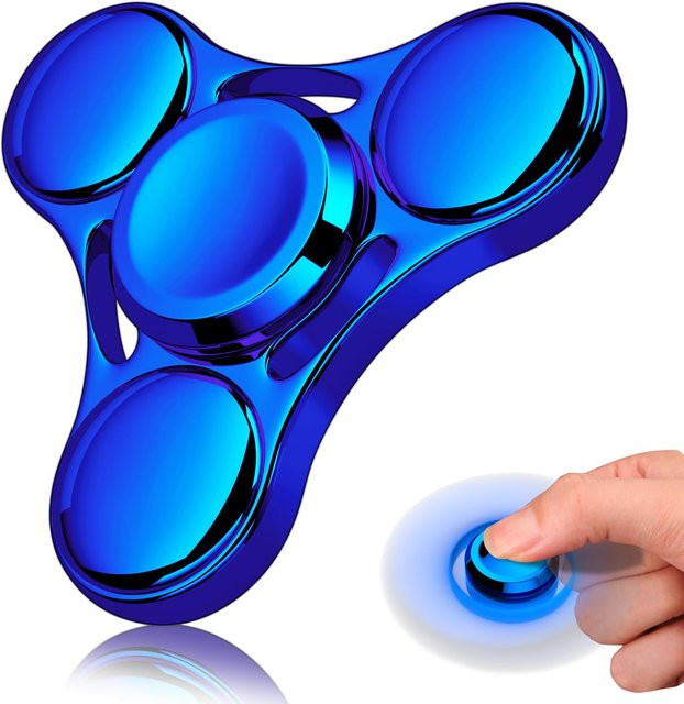Runwhale Metall Fidget Spinner in Blau als EDC Anti Stress Spielzeug für Erwachsene und Kinder - Bild 1