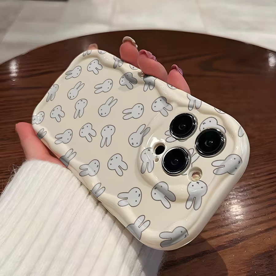 White Rabbit M-MiffIes Handyhülle für Motorola Moto G84 G75 G60 G54 G53 G52 G35 G34 G24 G22 Edge 50 E22 E14 5G mit 3D Wave Soft Capa in Weiß - Bild 2
