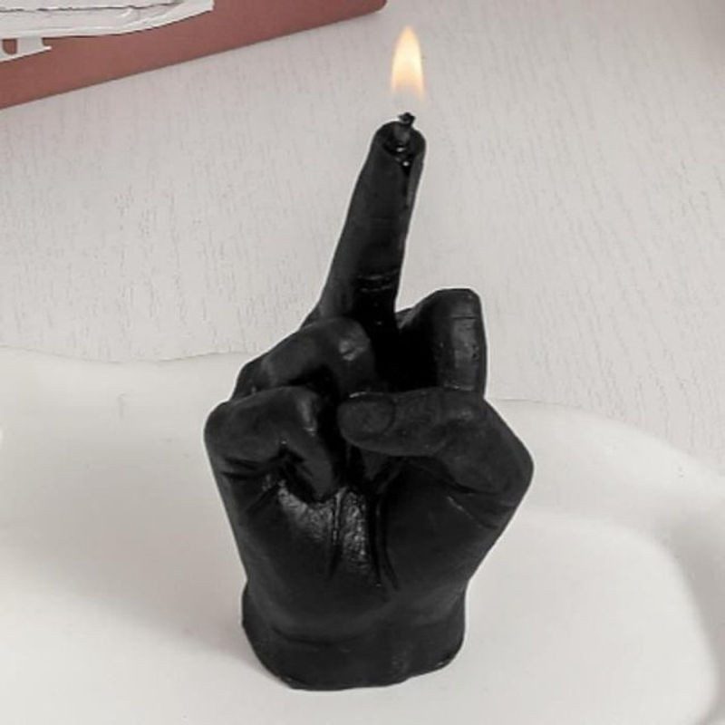 LG-EXPRO Figurenkerze Mittlerer Finger in Schwarz als moderne Dekoration aus Wachs - Bild 1