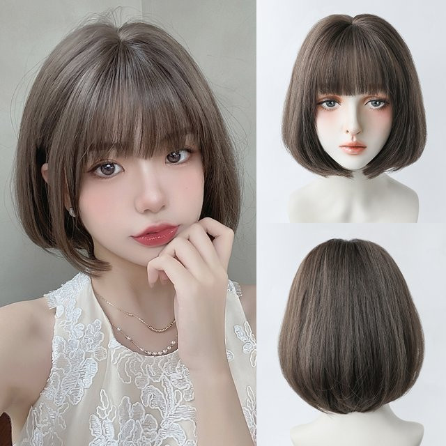 7JHH WIGS Perücke, braun, kurz, glatt, Damen - Bild 1