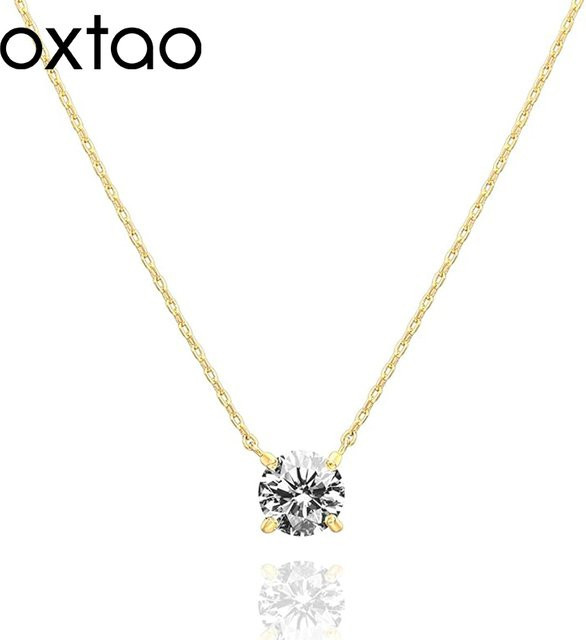 oxtao Halskette, Moissanit-Anhänger, Diamant, Gold, Damen - Bild 1