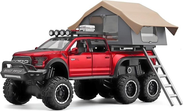Fourall- Model Cars Ford F150 Raptor, Diecast Truck, Maßstab 1:24, rot, mit Licht und Ton, ab 4 Jahren - Bild 1