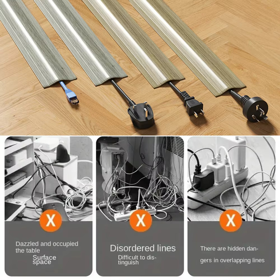 Kabelabdeckung aus PVC mit Selbstklebeband in Weiß für Wand und Boden, Länge: 300 cm, Breite: 5,5 cm, Höhe: 5,5 cm - Bild 5
