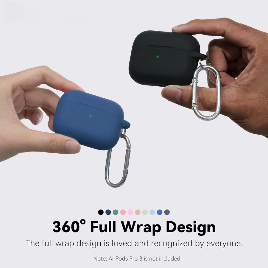 Apple AirPods Pro 3 Schutzhülle aus weichem Silikon mit Reinigungsset und Schlüsselanhänger in Schwarz oder Transparent - Bild 5