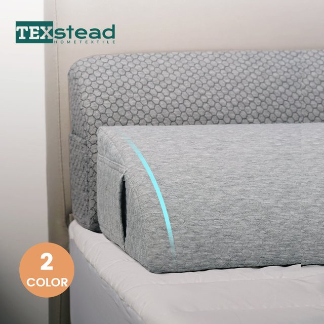 TEXSTEAD Bettlückenfüller Bettkeil-Kissen aus Memory-Schaum mit 2 Seitentaschen, Weiß oder Grau - Bild 1