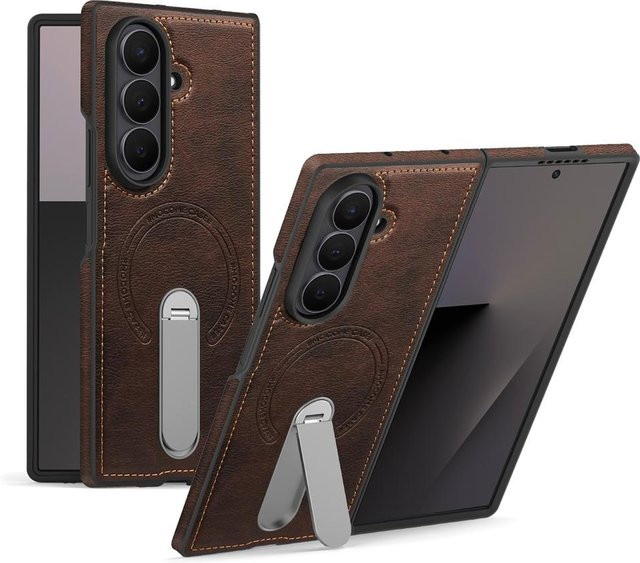 Magnetische Lederhülle für Samsung Galaxy Z Fold 7 6 5 4 3 mit Ständer und kabelloser Ladefunktion, stoßfest - Bild 1