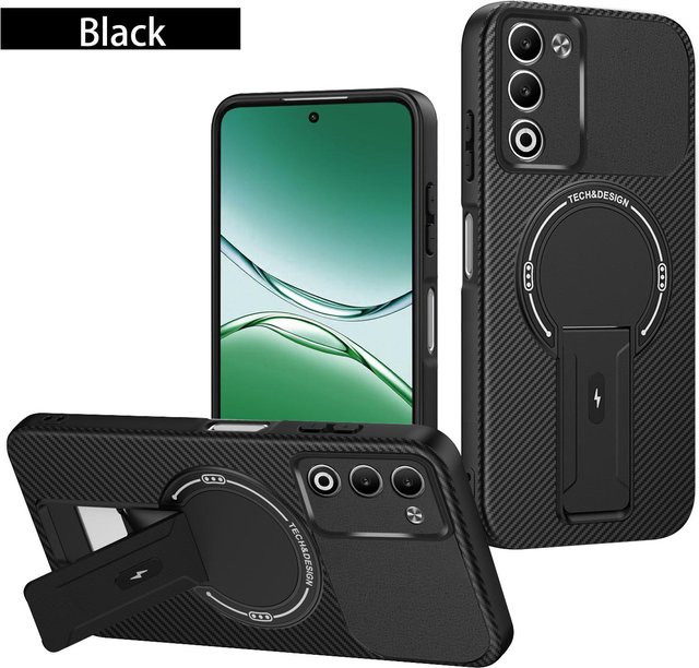 Magnetische Handyhülle für OPPO A5 5G und OPPO A5 4G in Schwarz mit Schutzrückseite - Bild 1