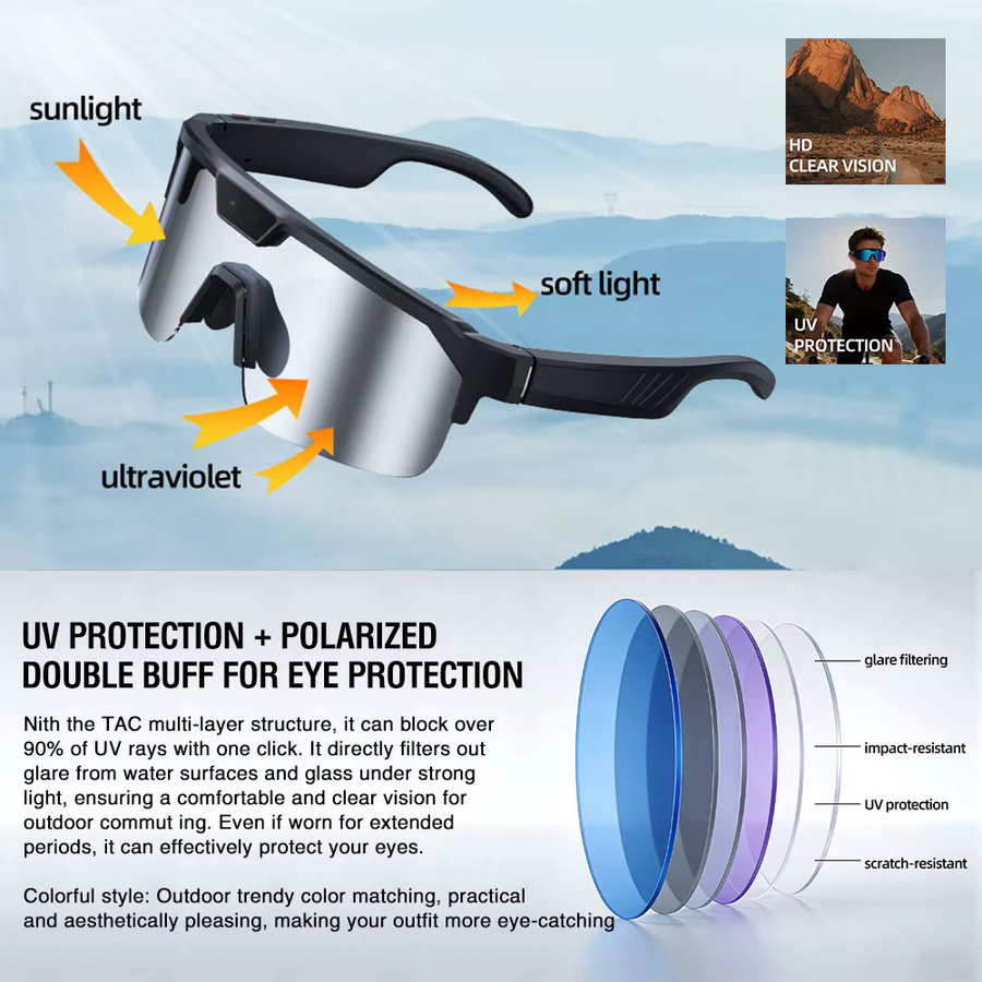 Zeblaze Smart-Brille für Herren mit 1280P Pixel-Kamera, KI-Fotoerkennung, Bluetooth-Anrufen und Sprachübersetzung, Farben: Schwarz und Orange - Bild 3